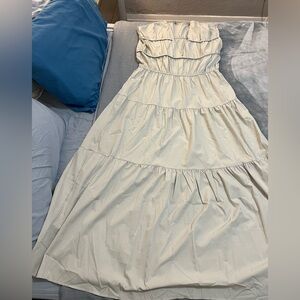 Elegant Cream Strapless Maxi Dress XL